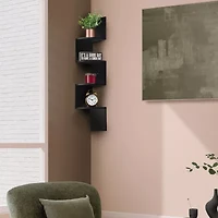 Sorbus Zig Zag Floating Corner Book 5-Shelf with Baskets