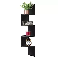 Sorbus Zig Zag Floating Corner Book 5-Shelf with Baskets
