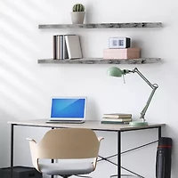 Sorbus 35" Floating Wall 2-Shelf with Baskets