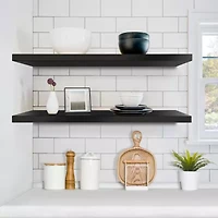 Sorbus 35" Floating Wall 2-Shelf with Baskets