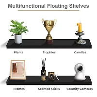Sorbus 35" Floating Wall 2-Shelf with Baskets