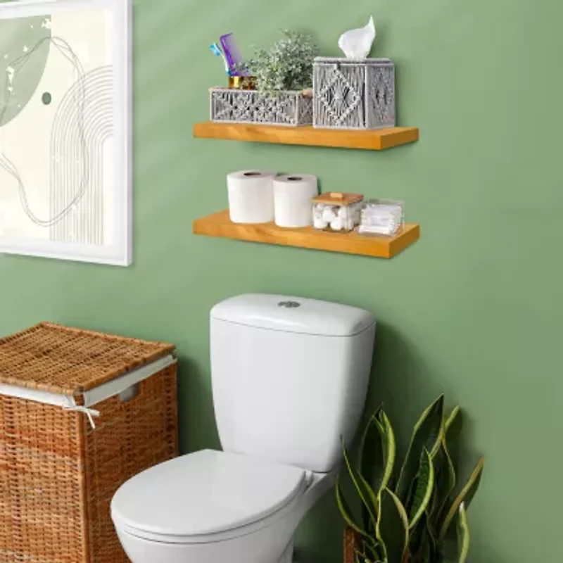 Sorbus 16" Solid Wood 2-Shelf with Baskets