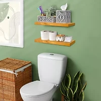 Sorbus 16" Solid Wood 2-Shelf with Baskets