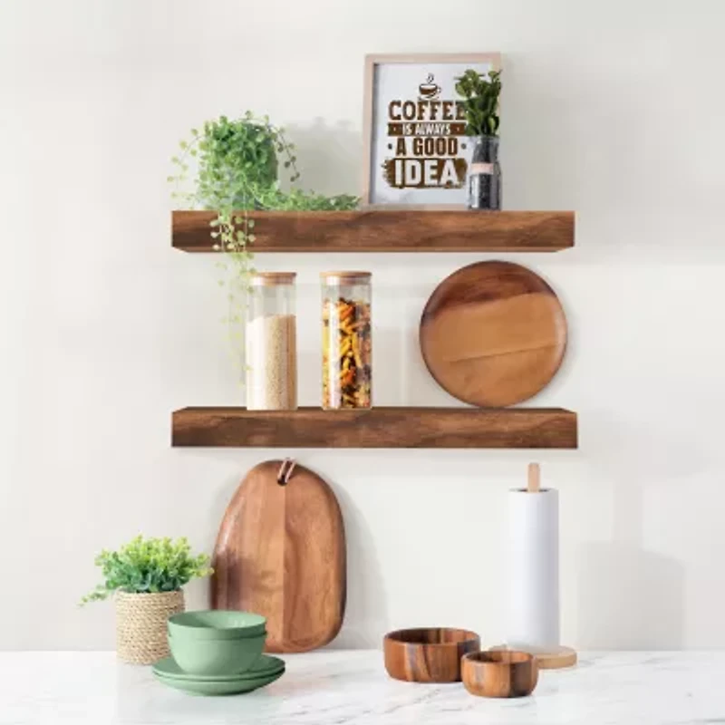 Sorbus 16" Solid Wood 2-Shelf with Baskets