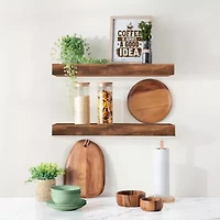 Sorbus 16" Solid Wood 2-Shelf with Baskets
