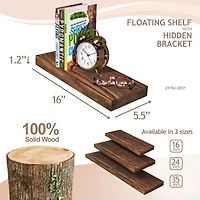 Sorbus 16" Solid Wood 2-Shelf with Baskets