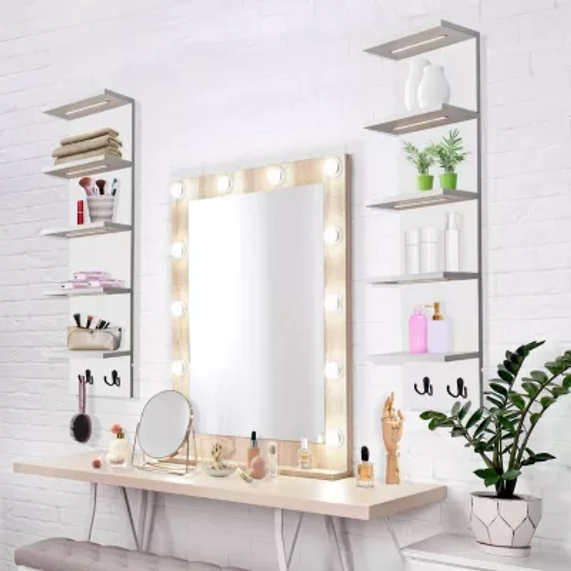 Sorbus Floating Led Lights 5-Shelf with Baskets