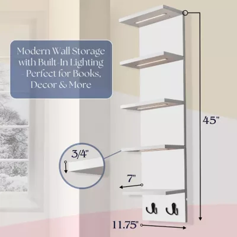 Sorbus Floating Led Lights 5-Shelf with Baskets