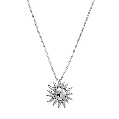 Forever Inspired Womens Sterling Silver Sun Pendant Necklace