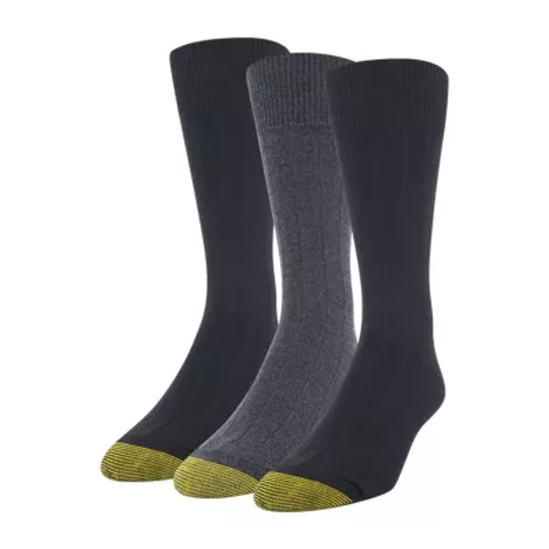 Gold Toe Nantucket Dress Mens 3 Pair Crew Socks