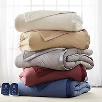 Micro Flannel Ultra Velvet Reversing To Quilted  Heated Blanket 3-pc. Electric Extra Weight