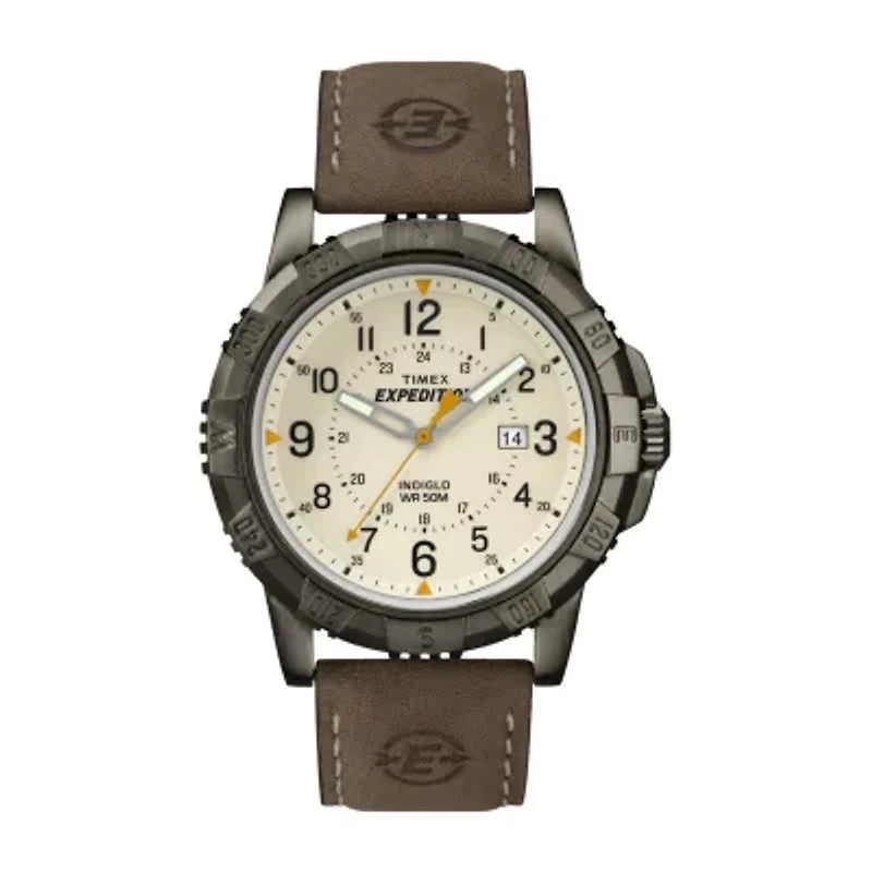 Timex® Rugged Mens Leather Strap Field Watch