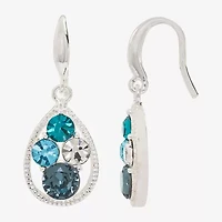 Sparkle Allure Womens Blue Crystal Pure Silver Over Brass Drop Earrings