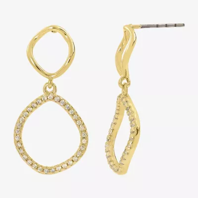 Sparkle Allure Womens Cubic Zirconia 14K Gold Over Brass Oblong Drop Earrings