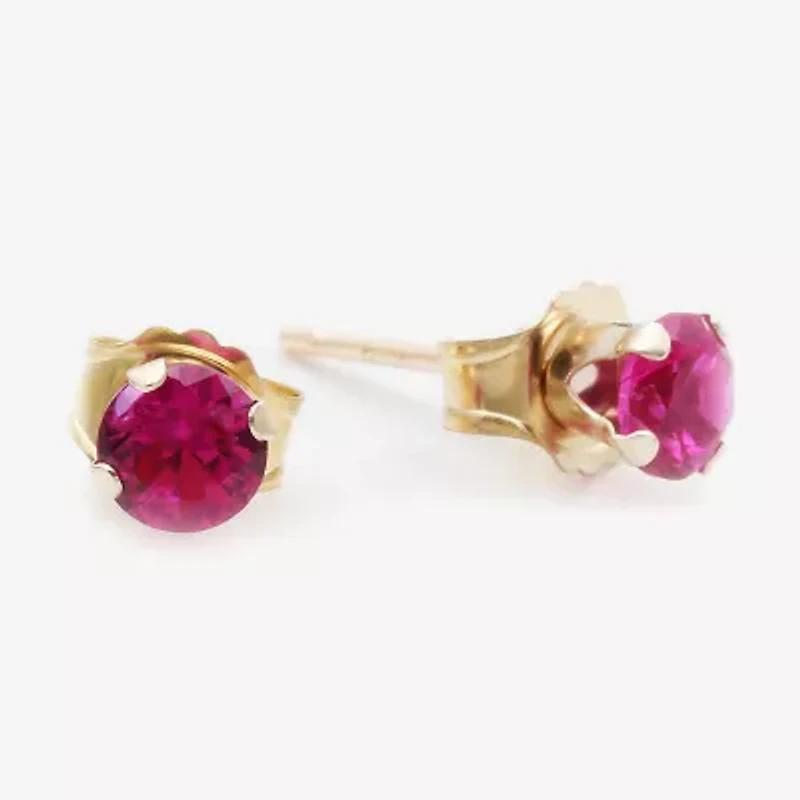 Gemstone 10K Gold 4mm Round Stud Earrings