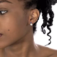 Silver Treasures White Simulated Pearl 14K Gold Over 10.5mm Round Stud Earrings