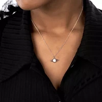 Silver Treasures Womens White Simulated Pearl Sterling Silver Diamond 18 Inch Pendant Necklace