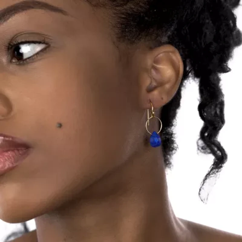 Sparkle Allure 14K Gold Over Brass Pear Drop Earrings