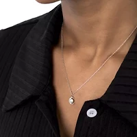 Silver Treasures Womens White Simulated Pearl Sterling Silver Moon 18 Inch Pendant Necklace