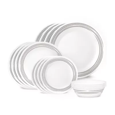 Corelle Brushed Silver 16-pc. Glass Dinnerware Set