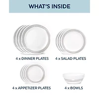 Corelle Brushed Silver 16-pc. Glass Dinnerware Set