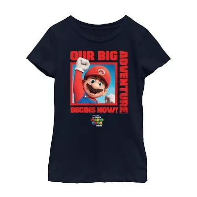 The Super Mario Bros. Movie Little & Big Kid Girls Crew Neck Short Sleeve Regular Fit Luigi Graphic T-Shirt