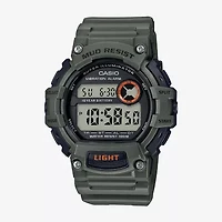 Casio Mens Digital Green Strap Watch Trt110h3avos