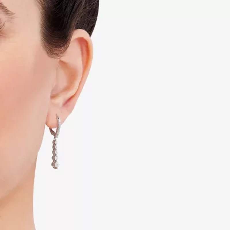 Womens 1/10 CT. T.W. Natural White Diamond Sterling Silver Drop Earrings