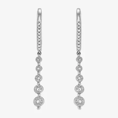 Womens 1/10 CT. T.W. Natural White Diamond Sterling Silver Drop Earrings