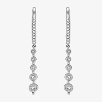 Womens 1/10 CT. T.W. Natural White Diamond Sterling Silver Drop Earrings
