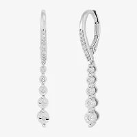 Womens 1/10 CT. T.W. Natural White Diamond Sterling Silver Drop Earrings