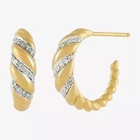 Womens 1/5 CT. Natural White Diamond 14K Gold Over Silver Sterling Silver 17.8mm Hoop Earrings