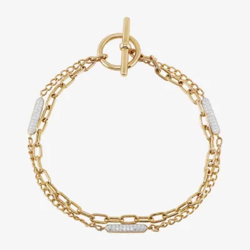 Womens 14K Gold Over Silver 7 Inch Chain Bracelet