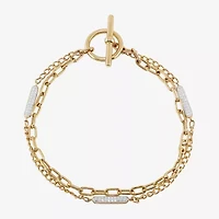 Womens 14K Gold Over Silver 7 Inch Chain Bracelet