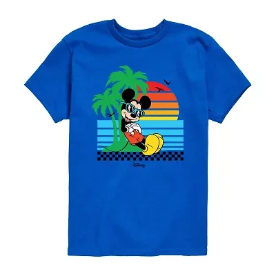 Disney Collection Little & Big Kid Boys Crew Neck Short Sleeve Regular Fit Mickey and Friends Mouse Graphic T-Shirt