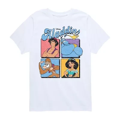 Disney Collection Little & Big Kid Unisex Crew Neck Short Sleeve Regular Fit Aladdin Graphic T-Shirt