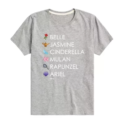 Disney Collection Little & Big Kid Girls Crew Neck Short Sleeve Regular Fit Princess Graphic T-Shirt