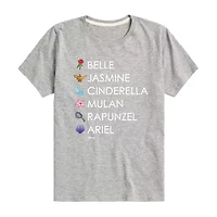 Disney Collection Little & Big Kid Girls Crew Neck Short Sleeve Regular Fit Princess Graphic T-Shirt