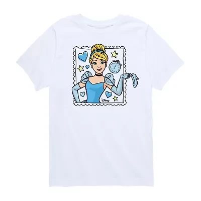 Disney Collection Little & Big Kid Girls Crew Neck Short Sleeve Regular Fit Cinderella Princess Graphic T-Shirt