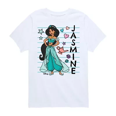 Disney Collection Little & Big Kid Girls Crew Neck Short Sleeve Regular Fit Princess Jasmine Graphic T-Shirt