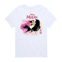 Disney Collection Little & Big Kid Girls Crew Neck Short Sleeve Regular Fit Princess Mulan Graphic T-Shirt