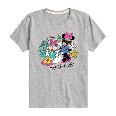 Disney Collection Little & Big Kid Girls Crew Neck Short Sleeve Regular Fit Mickey and Friends Minnie Mouse Graphic T-Shirt