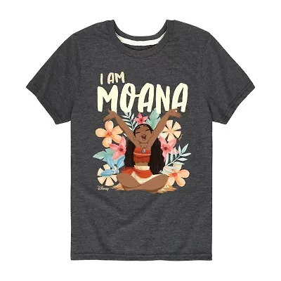 Disney Collection Little & Big Kid Girls Crew Neck Short Sleeve Regular Fit Princess Moana Graphic T-Shirt