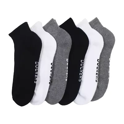 Dockers Half Cushion Mens Multi-Pack 6 Pair Quarter Ankle Socks
