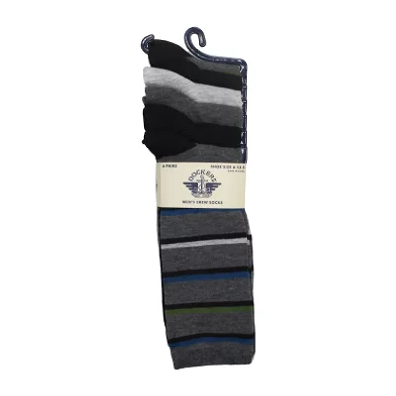 Dockers Flat Knit Mens 6 Pair Crew Socks