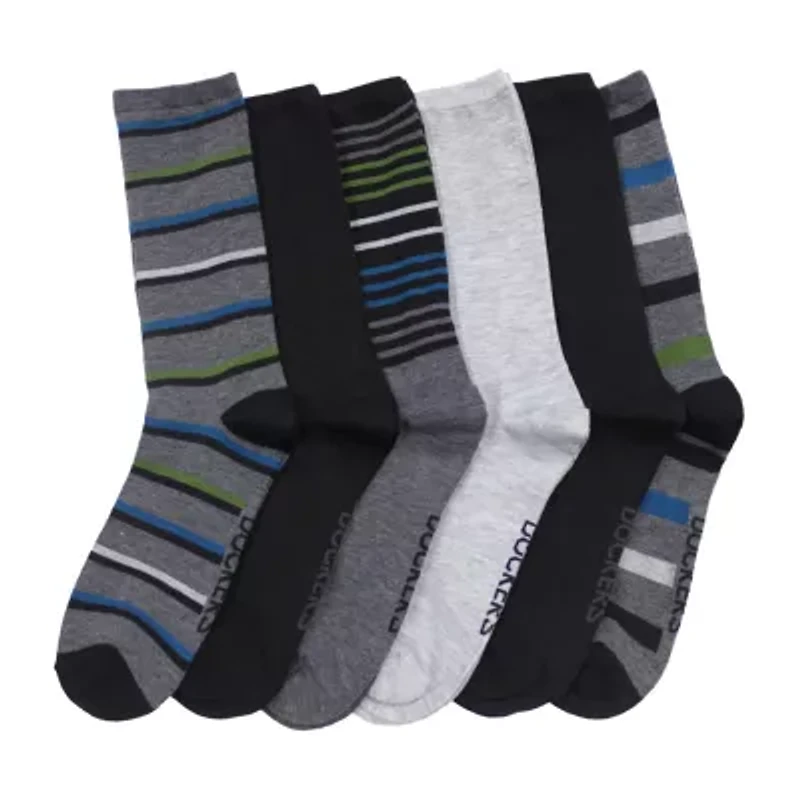Dockers Flat Knit Mens 6 Pair Crew Socks