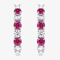 Gemstone & Lab-Created White Sapphire Sterling Silver Hoop Earrings