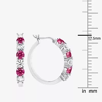 Gemstone & Lab-Created White Sapphire Sterling Silver Hoop Earrings