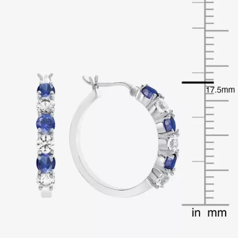 Gemstone & Lab-Created White Sapphire Sterling Silver Hoop Earrings