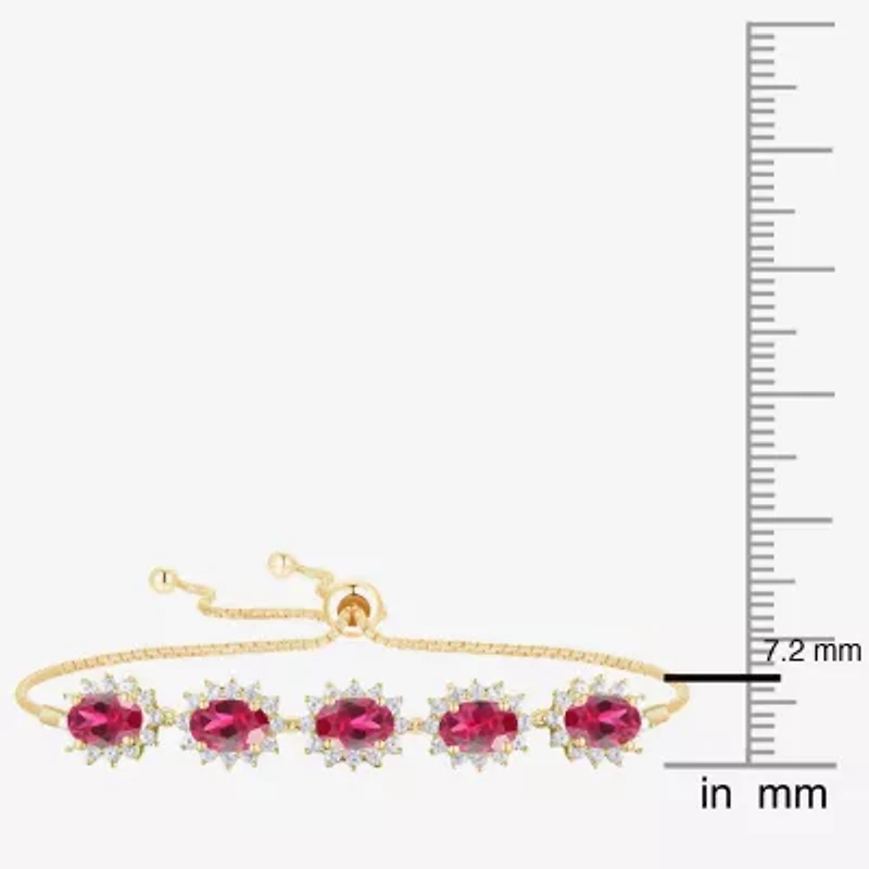 Gemstone 14K Gold Over Silver Oval Bolo Bracelet